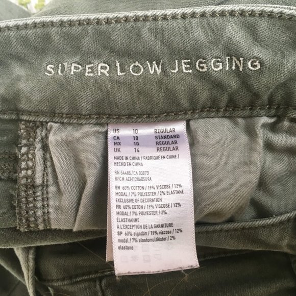 Green Super Low American Eagle Jeggings - Picture 3 of 5